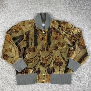 VTG Bogner Jacket Womens L Brown Velvet Bomber Equestrian Baroque Aristocratic